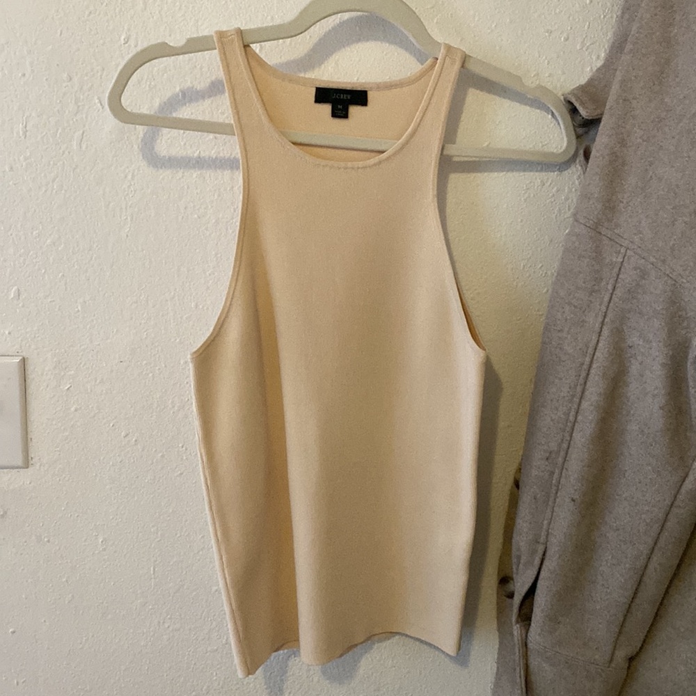 JCREW SUPERSCULPT RACERBACK SWEATER TANK - PALEST PEACH M